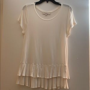 Loft Cream Ruffled T-Shirt